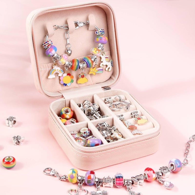 UFU Charm Bracelet Making Kit, Jewelry Making Kit Craft Gift for Girls 5 6 7 8-12, A Sweet Birthday Gift to Inspire Imagination & Creativity, with Portable Jewelry Box - Image 3